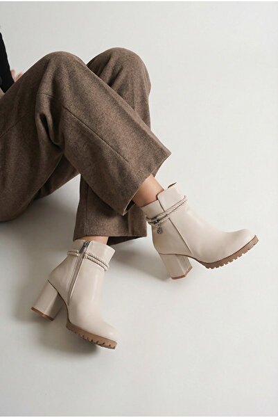 Brielfy Winter's Approach Kadın İp Aksesuarlı Fermuarlı Flag Topuk Bot