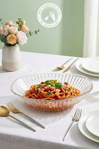 Glamis وعاء سلطة وفاكهة زجاجي مصنوع يدويًا من سيلين كونسبت، موديل داملا، قطعة...