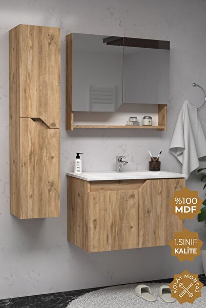 TETA HOME Napoli 65 Cm Mdf Banyo Dolabı Seti + Boy Dolabı