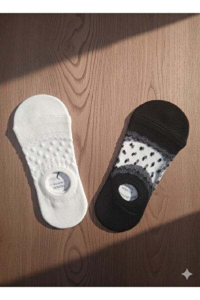 TChic جوارب راقصة الباليه النسائية ذات نقطة شفافة باللونين الأبيض والأسود