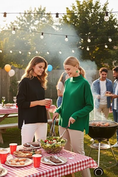 Lela Βαμβακερό πλεκτό πουλόβερ με ψηλό γιακά στην πλάτη, 2 συσκευασίες ΠΛΕΚΤΟ...