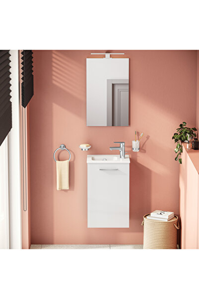 VitrA Mia 69576 Banyo Dolabı Seti, Kapaklı, Parlak Beyaz, 40 cm