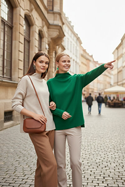 Lela Βαμβακερό πλεκτό πουλόβερ με ψηλό γιακά στην πλάτη, 2 συσκευασίες ΠΛΕΚΤΟ...