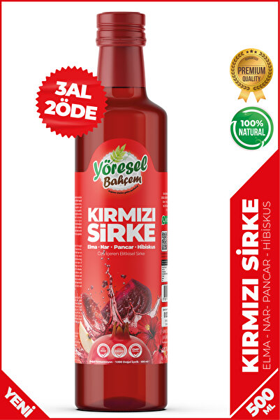 Yöresel Bahçem Kırmızı Sirke %100 Doğal Fermantasyon (500ml)