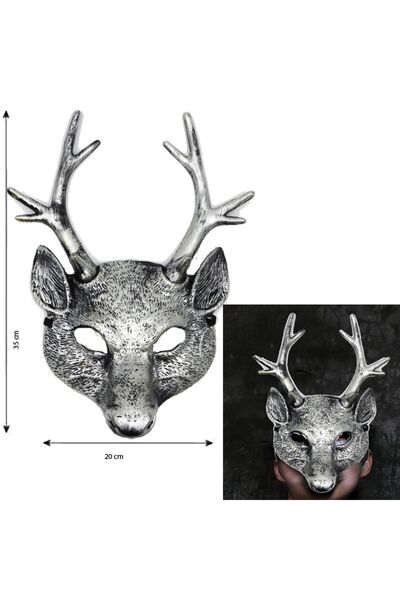 partidolu Eskitme Gümüş Renk Tam Yüz Arkadan Lastikli Geyik Şeklinde Hallowee...