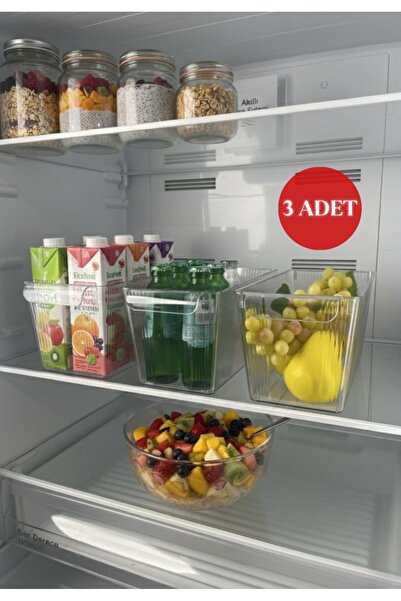 Okyanus Home 3 Pieces Lidless Midi Refrigerator Organizer and Storage Contain...