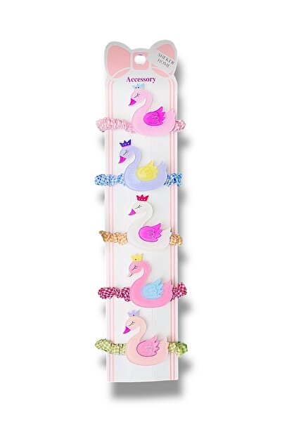 SHEKER HOME Girl's Swan Fabric Rubber Buckle Set - 5 Pieces