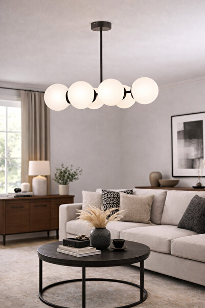 HubRom LEMA 3582-06-BLL Μαύρος πολυέλαιος 85x60 cm 6xE27 Μέγιστο 60W