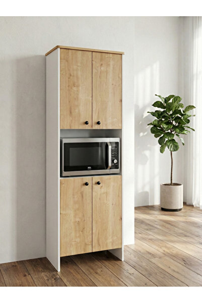 Serçedesign 4 Kapaklı Raflı Çok Amaçlı Mikrodalga Bölmeli Mutfak Dolabı Safir...