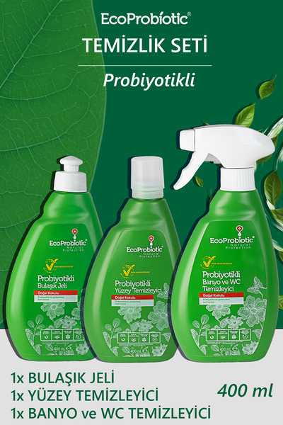 EcoProbiotic Probiyotikli Temizlik Seti 3’lü | Bulaşık Jeli + Yüzey + Banyo &...