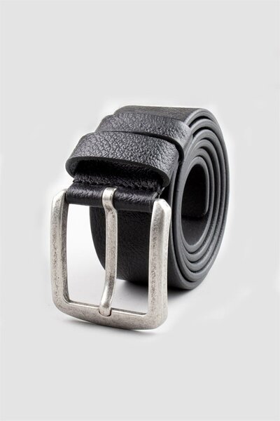 Tudors Мъжки спортен черен колан от 100% естествена кожа 4 см