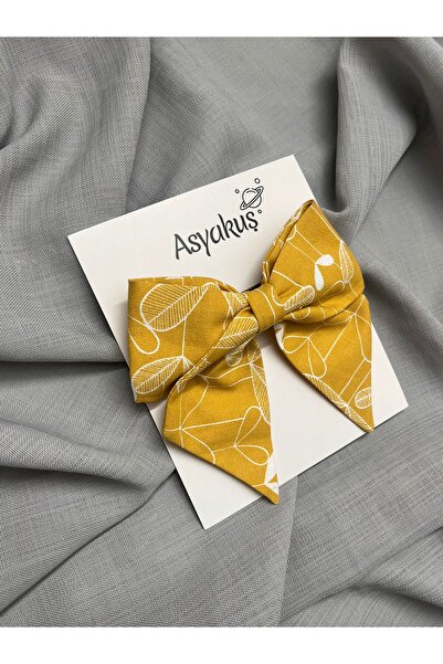asyakuş Mustard Patterned Bow Automatic Buckle