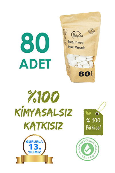 BABYSO Sıkıştırılmış Bebek Mendili 80 Adet Paket
