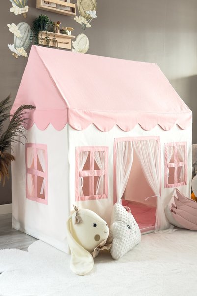 Miniden Çocuk Oyun Evi Pembe Renkli Oyun Çadırı Oyun Alanı Toz Pembe