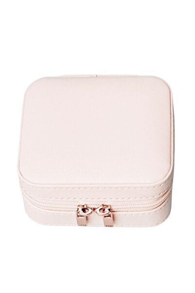 Ecrou Double Compartment Travel Jewelry Box Pink