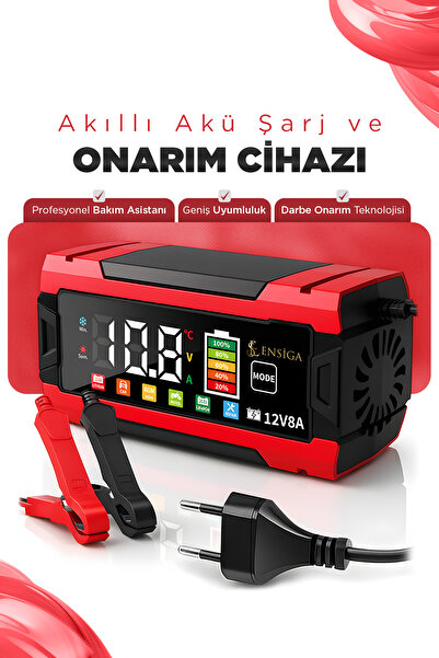 EN SİGA Akü Şarj ve Onarım Cihazı 12V 8A Dijital Ekranlı