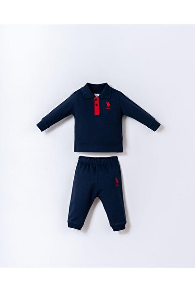 U.S. Polo Assn. Erkek Bebek Lacivert Pike Dokuma Polo Yaka Alt Üst Takım, %10...