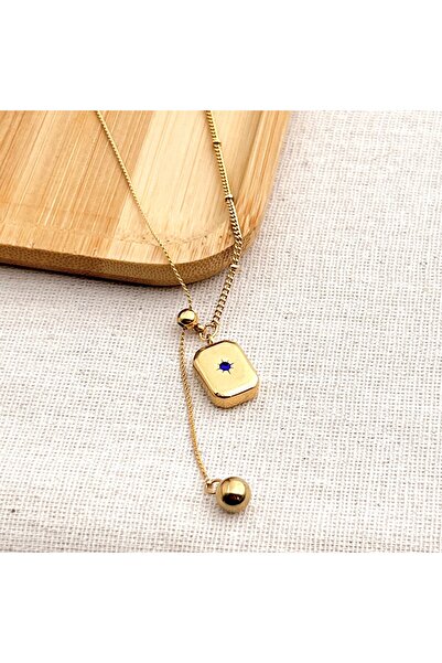 Siya Silver Zirkon Taşlı Dikdörtgen Model Asansörlü Çelik Kolye - Y Kolye Hed...