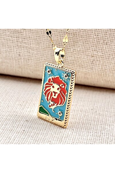 Siya Silver Tarnish-Free Steel Necklace with Lion Figure - Leo Tarot Pendant