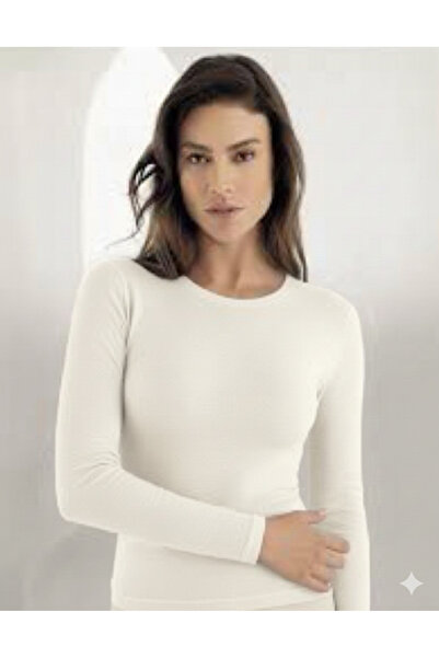 DHN Дамски боди от ликра с дълъг ръкав и кръгло деколте