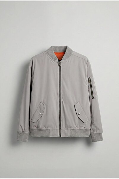 ablukaonline سترة بومبر أساسية للرجال باللون الرمادي