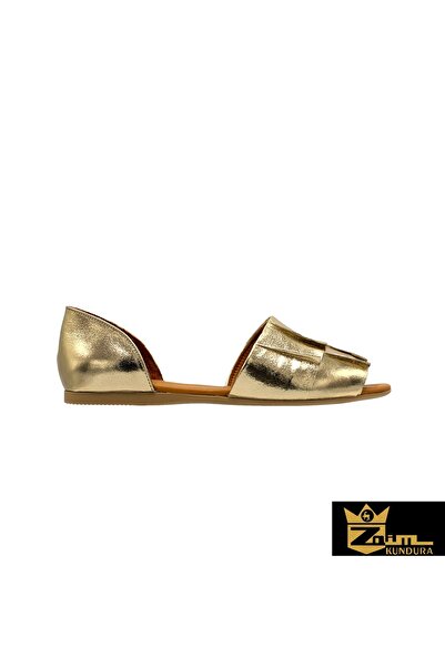 Zaim Kundura Women's Gold Genuine Patent Leather Shoes 505320255-1