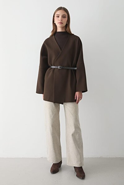 JASTE Kadın Kruvaze Yaka Kemer Detaylı Kimona