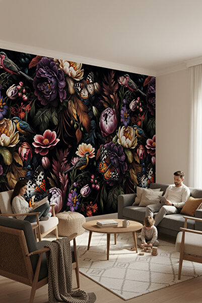 dreamwall Gül Kelebek Desenli Duvar Kağıdı -Isı ve Ses Yalıtımı