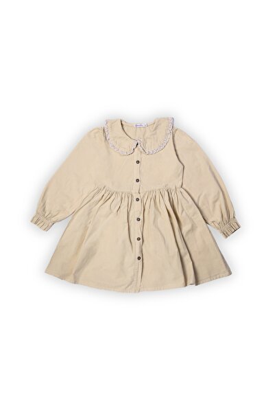 Bonito Rochie pentru fete, Bonito, bumbac, guler cu volane, bej, 104 CM