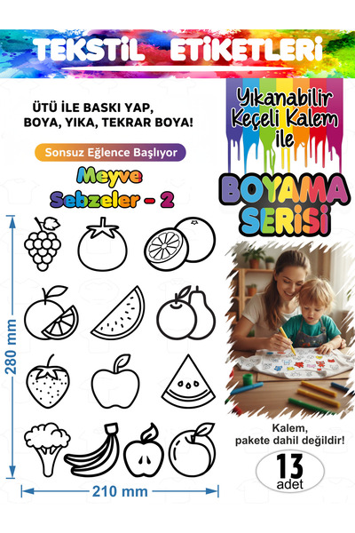 AGG Reklam Washable Felt Pen Painted T-Shirt Ironing Label Fruit Vegetables S...