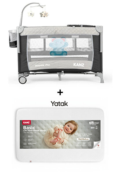 Kanz Sleepside +Plus Anne Yanı Park Yatak Siyah - Yatak Hediyeli