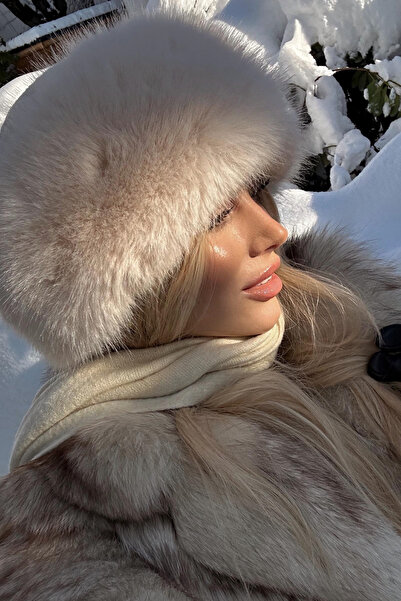 Mağazam Online قبعة شتوية نسائية من الفرو الصناعي المخملي الكثيف - توسكانا إكرو