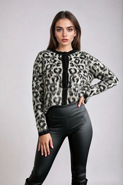 OLSAMODA CARDIGAN TRICOT PREMIUM CU TEXTURA MOALE imprimeu leopard PENTRU FEMEI