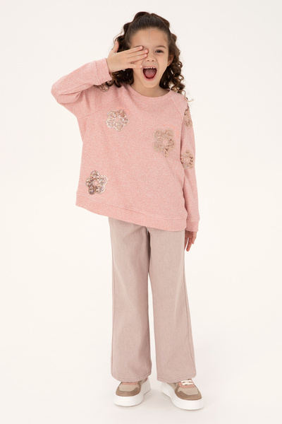 U.S. Polo Assn. Girl's Light Pink Crew Neck Sweatshirt 50314265-Vr078