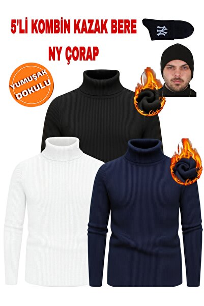 MELLORENZO Unisex Turtleneck Knitwear Ribbed Knit High-Neck Sweater