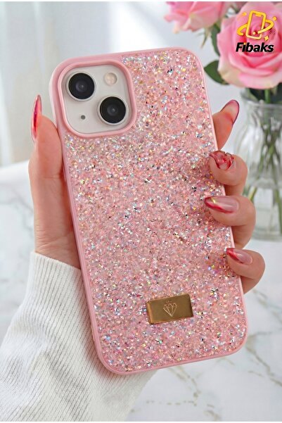 Fibaks حافظة لهاتف ابل ايفون 14 بلس-15 بلس غطاء سيليكون مرصع بالألماس اللامع ...