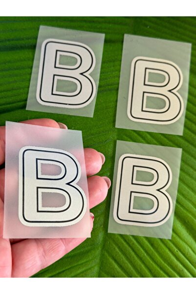 Gönülden Tasarım 4 komada peglanog slova B za transfer, Arma 5x4 cm, sivo