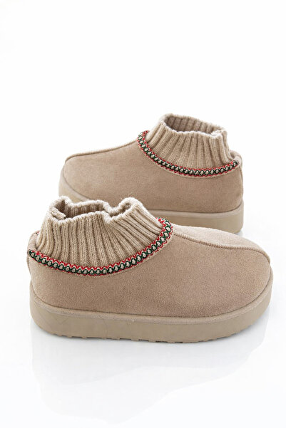 Ladaniva Shoes Kadın Bej İçi Kürklü Kalın Taban Bot