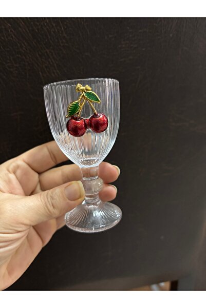 SEVEN7 Kirazlı Cam Kahveyanı Bardağı 1adet 10x5cm