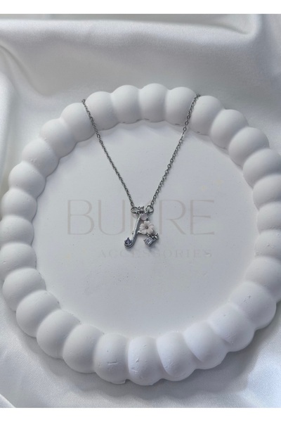 stainles steel Paslanmaz Çelik Silver Mor-Pembe Zirkon Taşlı Çiçekli A Harfi ...