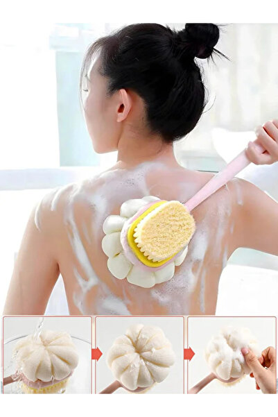 mucit home 2'si 1 Arada Kıl Ve Lif Kabağı iİe Duş Vücut Fırçası Uzun Saplı Sı...