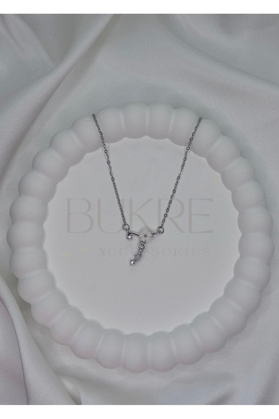 stainles steel Paslanmaz Çelik Silver Mor-Pembe Zirkon Taşlı Çiçekli T Harfi ...