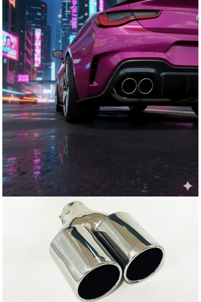 Defne Egzoz 90 mm Çift Boş Egzoz Ucu Düz Egzos Krom Kaplama Egsoz Ucu Tüm Ara...