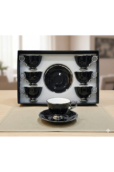 Generic طقم أكواب شاي مع الصحون بتصميم جذاب 12 قطعة