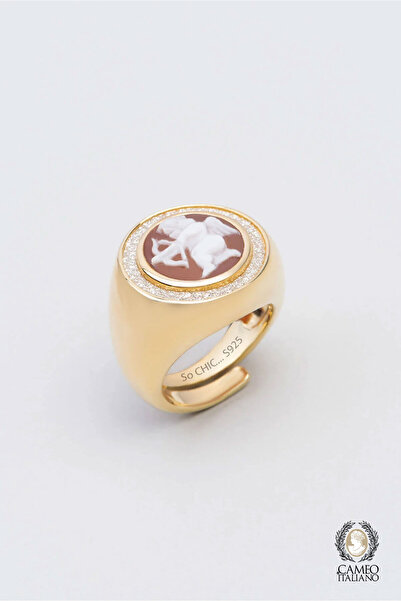 So CHIC... Cameo İtaliano 18 Ayar Sarı Altın Kaplama Gümüş Yüzük
