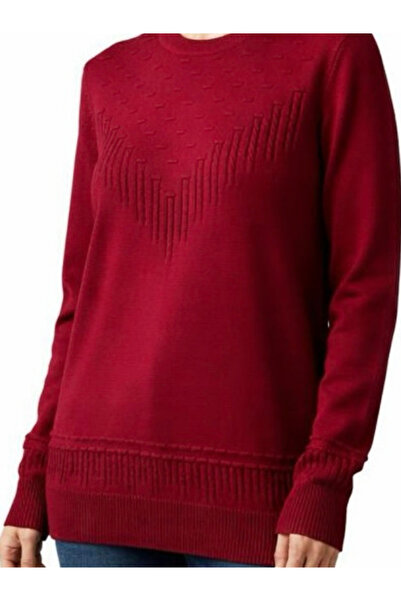 tiriTEK TRİKO Round Neck Single Knitwear Blouse / Burgundy
