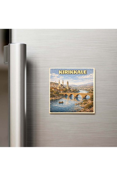 iBerk Mıknatıslı Buzdolap Magneti - Kırıkkale Şehri - Pop-Art Travel - 9x9 cm
