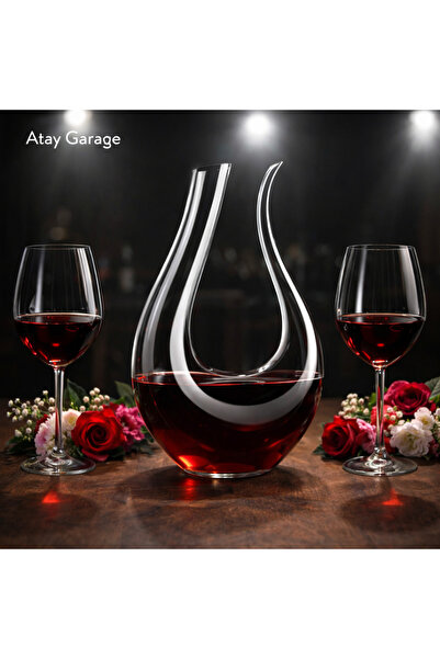 Atay Garage Şarap Sürahisi 1200ml Kaliteli Kristal Camdan yapılmış U Şekli ve...