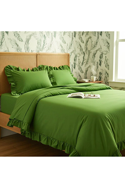 MundoLindo Комплект от 4 пликчета за завивка с двоен волан, 100% естествен памук