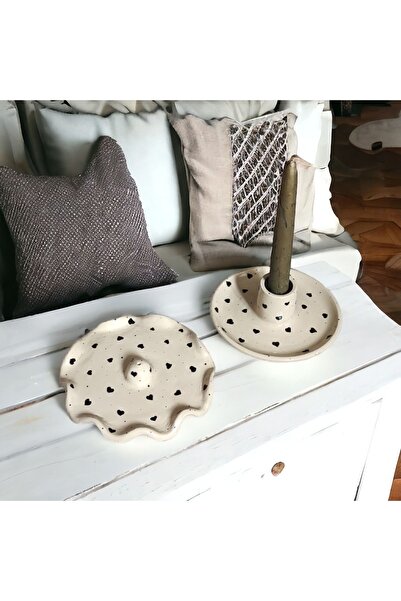 Nuoves El Yapımı Seramik Mumluk ve Tütsülük Seti